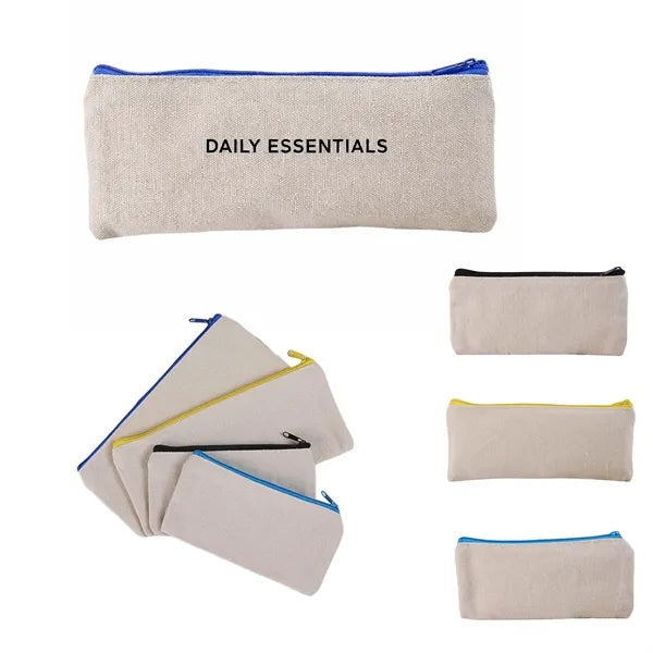 4.3*7 Custom Logo Canvas Pencil Case for Students Portable