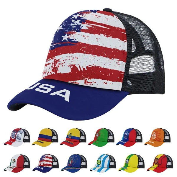 Mesh Baseball Cap Flag Design 2026 Soccer Fan Hat