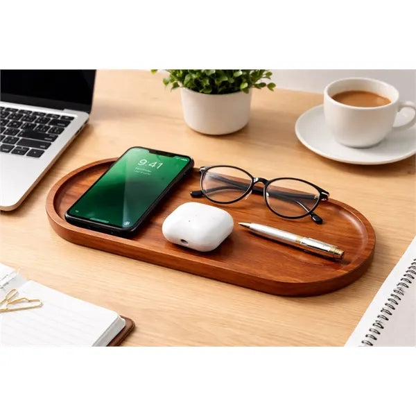 Acacia Wood Multifunctional Desktop Organizer Tray