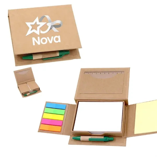 Eco Sticky Note Set with Pen and Ruler Cover
