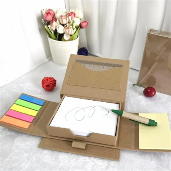 Eco Sticky Note Set with Pen and Ruler Cover