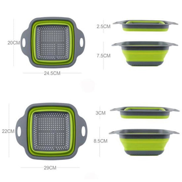 2Pcs/set Collapsible Fruit Vegetable Washing Basket