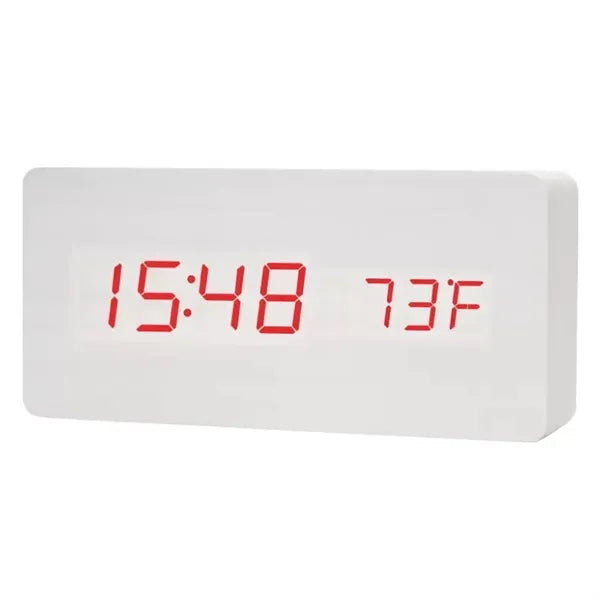 Wood Grain LED Digital Alarm Clock