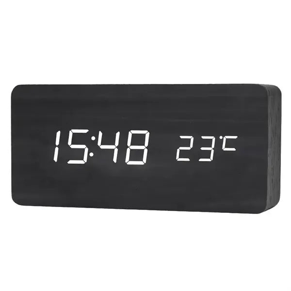 Wood Grain LED Digital Alarm Clock