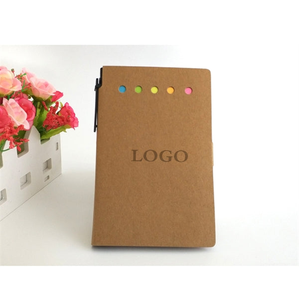 Creative kraft paper cover sticky note with ball pen