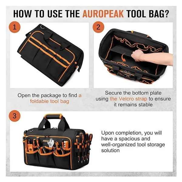 17in Heavy Duty Tool Bag Multiple Pockets for Electrician Wo