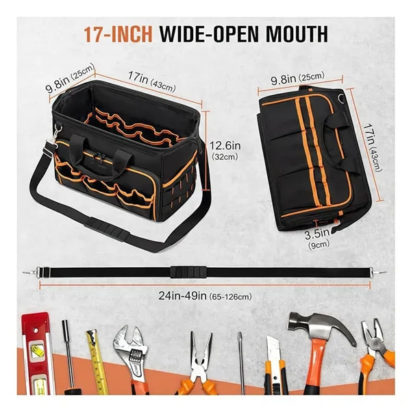 17in Heavy Duty Tool Bag Multiple Pockets for Electrician Wo