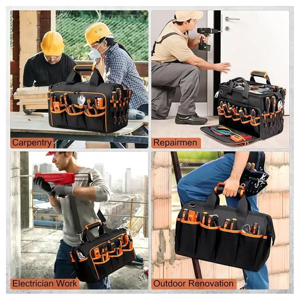 17in Heavy Duty Tool Bag Multiple Pockets for Electrician Wo