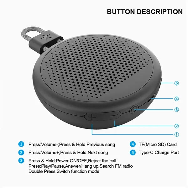 Outdoor Portable Bluetooth Wireless Speaker