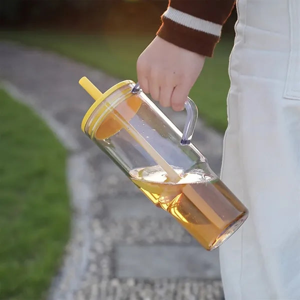 40oz Portable Plastic Large Capacity Cup With Handle&Straw