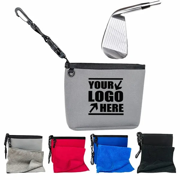 Golf Ball Cleaning Bag with Microfiber towel