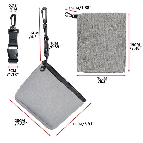 Golf Ball Cleaning Bag with Microfiber towel