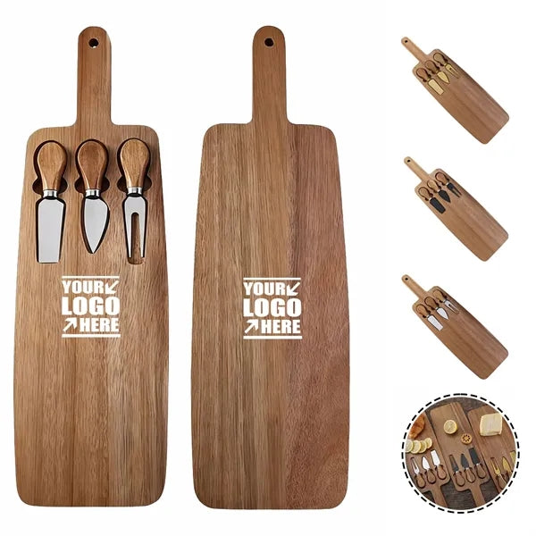 Wooden Cheese Board with Knife Set