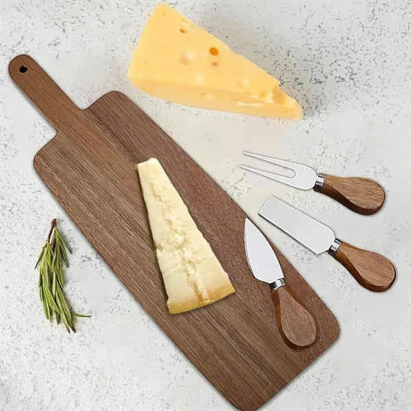 Wooden Cheese Board with Knife Set