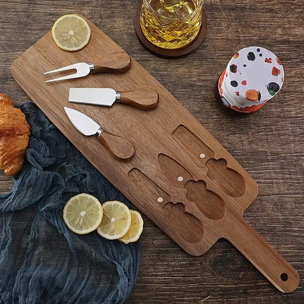 Wooden Cheese Board with Knife Set