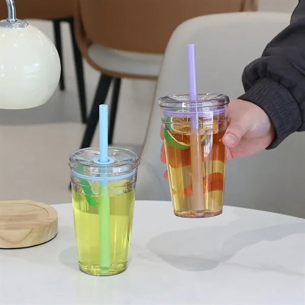 12Oz Acrylic Tumbler With Straw And Lid