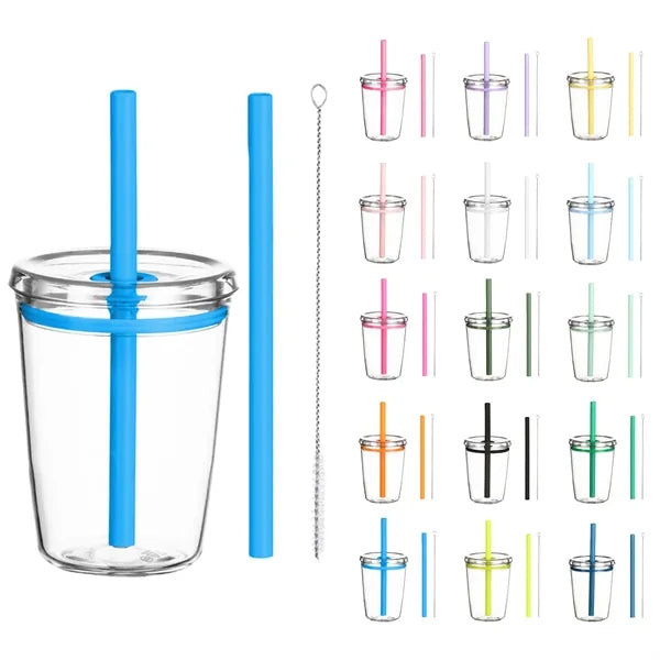 12Oz Acrylic Tumbler With Straw And Lid