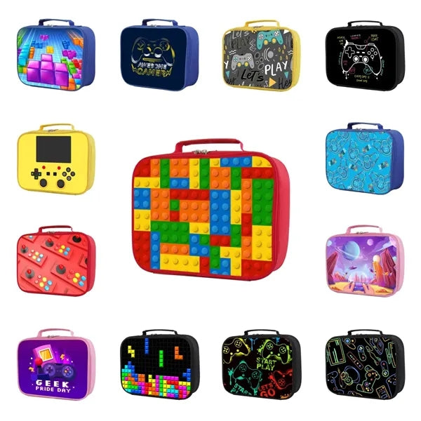 Gamer Insulated Lunch Box Bag for Kids Customizable Portable