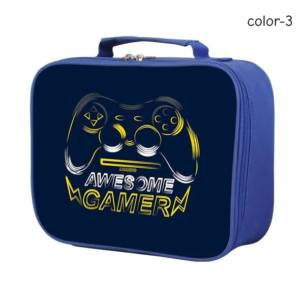 Gamer Insulated Lunch Box Bag for Kids Customizable Portable