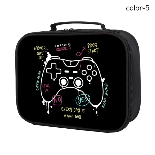 Gamer Insulated Lunch Box Bag for Kids Customizable Portable