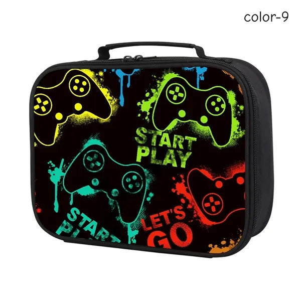Gamer Insulated Lunch Box Bag for Kids Customizable Portable