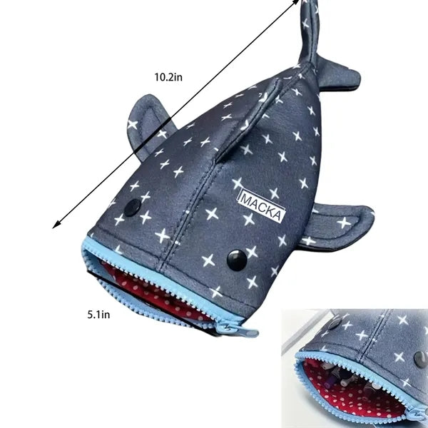 Durable Canvas Shark Pencil Pouch