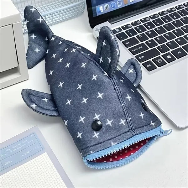 Durable Canvas Shark Pencil Pouch