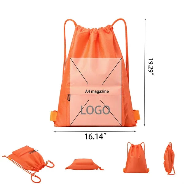 Front Zipper Large Capacity Oxford Drawstring Backpack