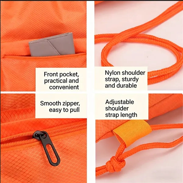 Front Zipper Large Capacity Oxford Drawstring Backpack