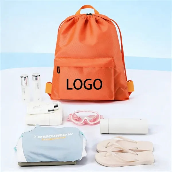 Front Zipper Large Capacity Oxford Drawstring Backpack