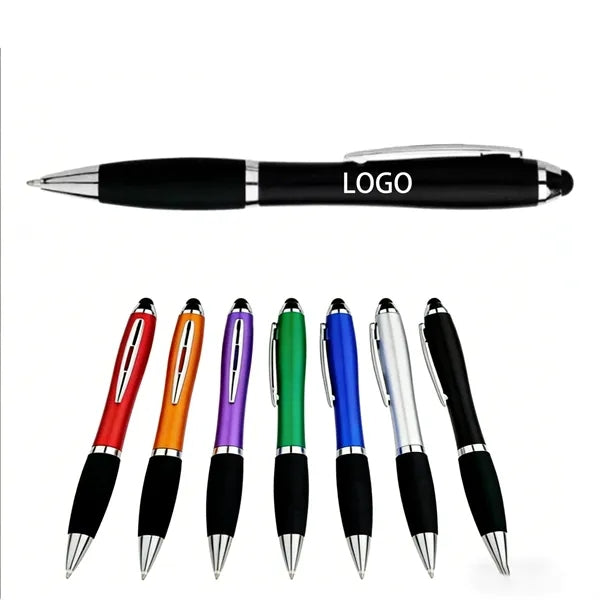 Gourd Shape Rubber Grip Twist Action Stylus Ballpoint Pen