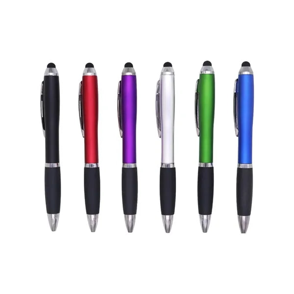 Gourd Shape Rubber Grip Twist Action Stylus Ballpoint Pen