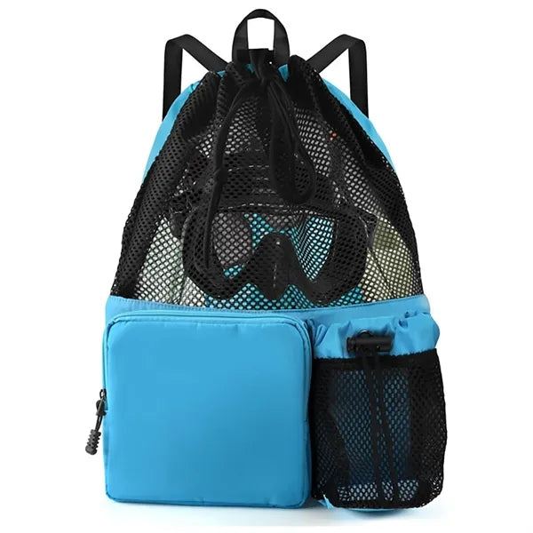 Mesh Drawstring Swim Backpack with Pockets