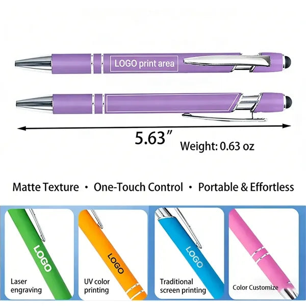 Matte Finish Metal Click Action Stylus Ballpoint Pen