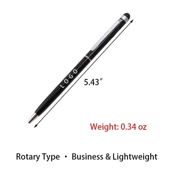 Slim Metal Twist Action Stylus Ballpoint Pen