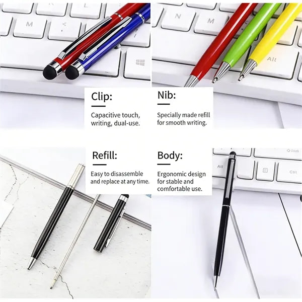 Slim Metal Twist Action Stylus Ballpoint Pen