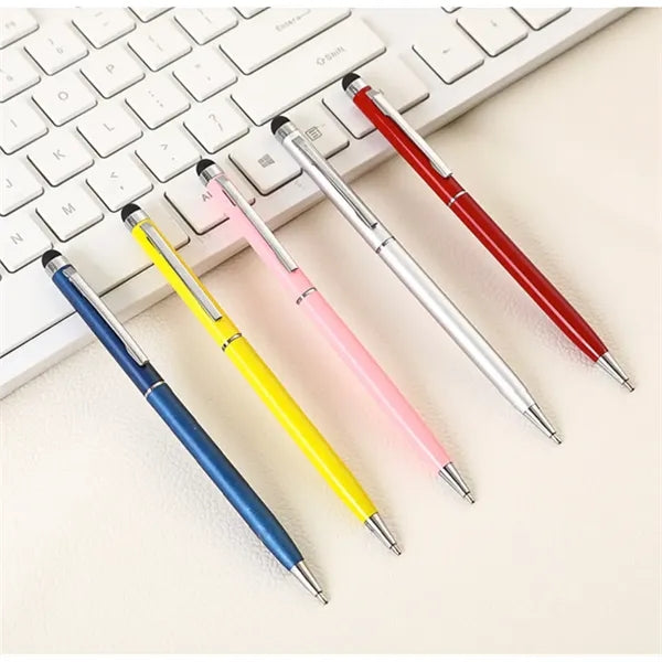 Slim Metal Twist Action Stylus Ballpoint Pen