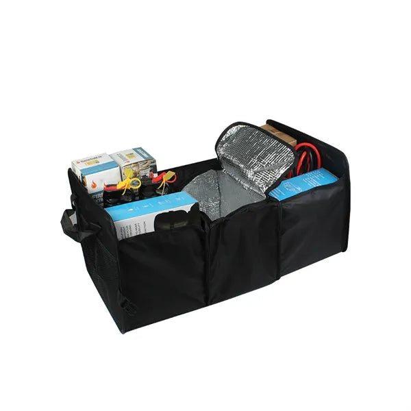 Foldable Car Trunk Organizer With Insulated Cooler Bag