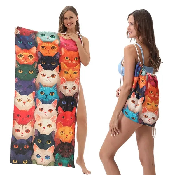 2-in-1 Foldable Beach Towel Backpack