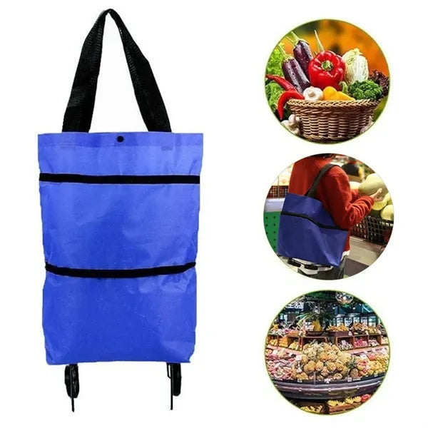Folding Tote Shopping Bag With Wheels