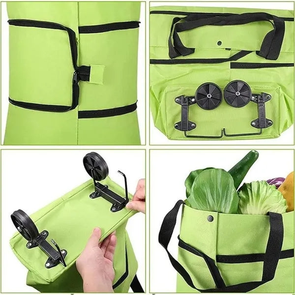 Folding Tote Shopping Bag With Wheels