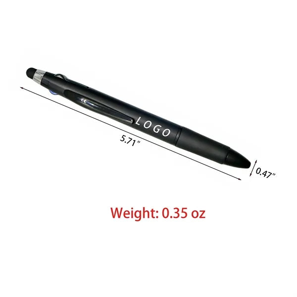 Tri Color Metallic Look Click Action Stylus Ballpoint Pen