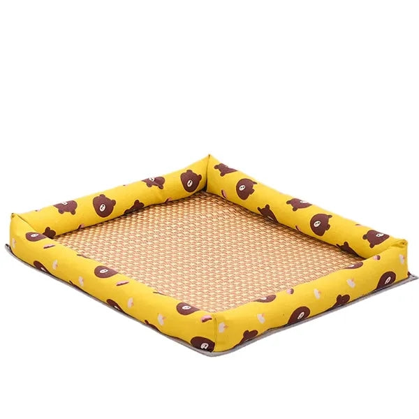 Logo Pet Cooling Ice Bed - Breathable Canvas & Rattan