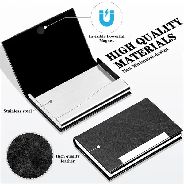 Luxury Stainless Steel PU Business Card Holder