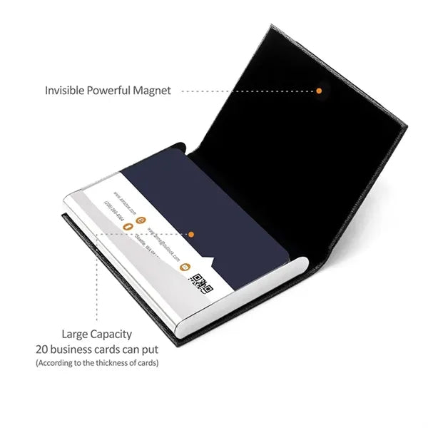 Luxury Stainless Steel PU Business Card Holder