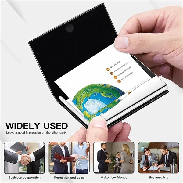 Luxury Stainless Steel PU Business Card Holder