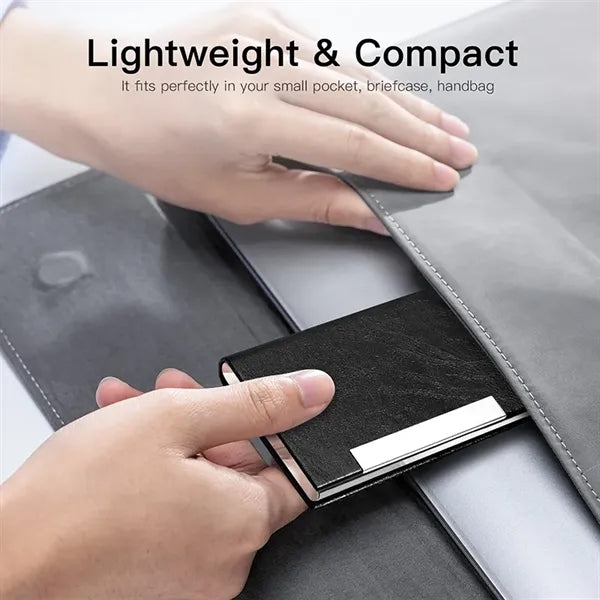 Luxury Stainless Steel PU Business Card Holder