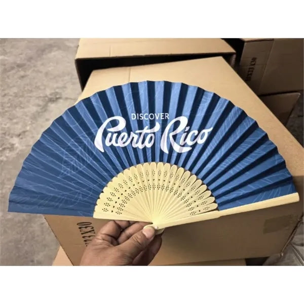Handcrafted Personalized Hand Held Folding Bamboo Paper Fan