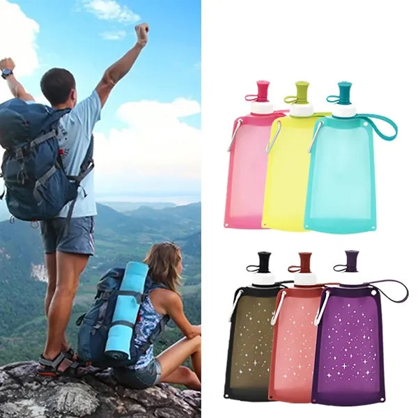 18 oz Collapsible Silicone Sports Water Bottle