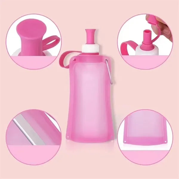18 oz Collapsible Silicone Sports Water Bottle